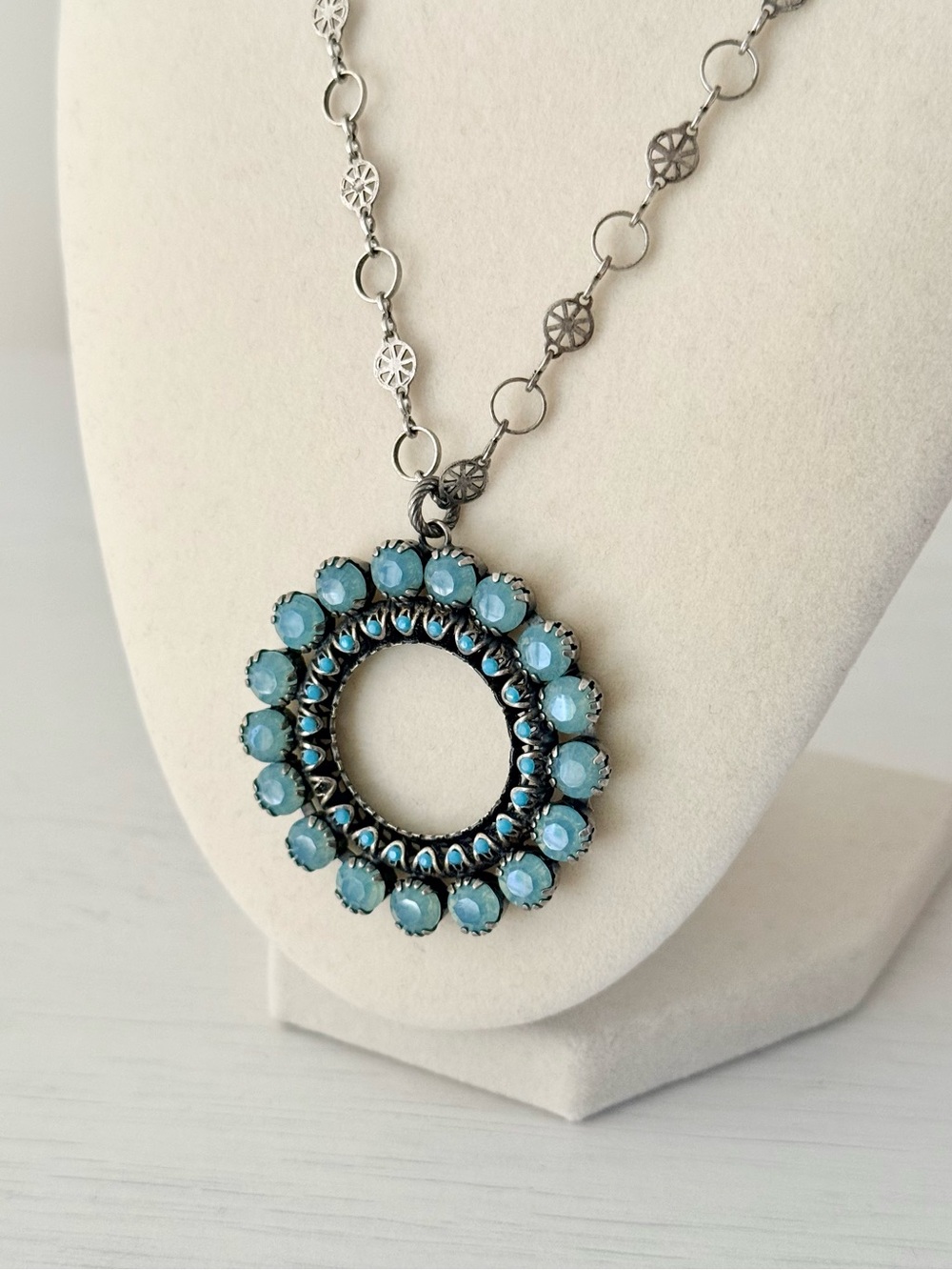 Catherine Popesco Pacific Opal Swarovski Crystal Pendant Necklace